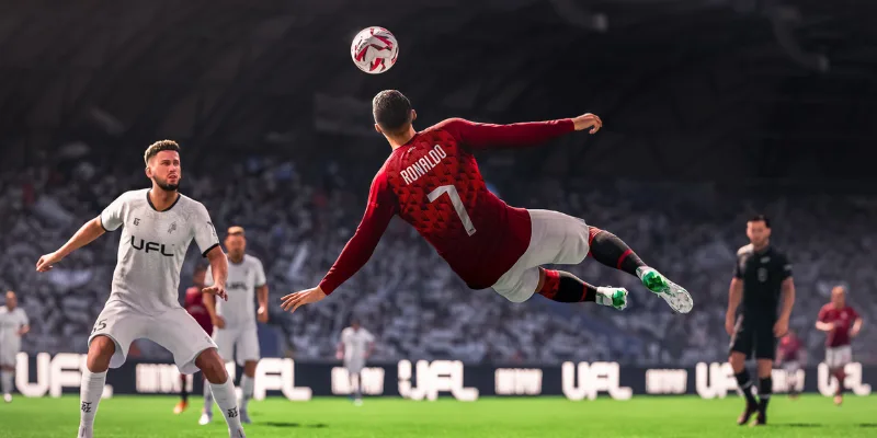 Một cú volley trong game đá bóng UFL hết sức chân thực